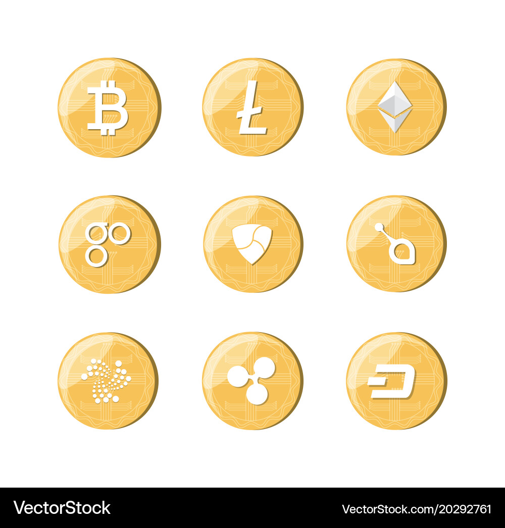 Different types of cryptocoins vector image