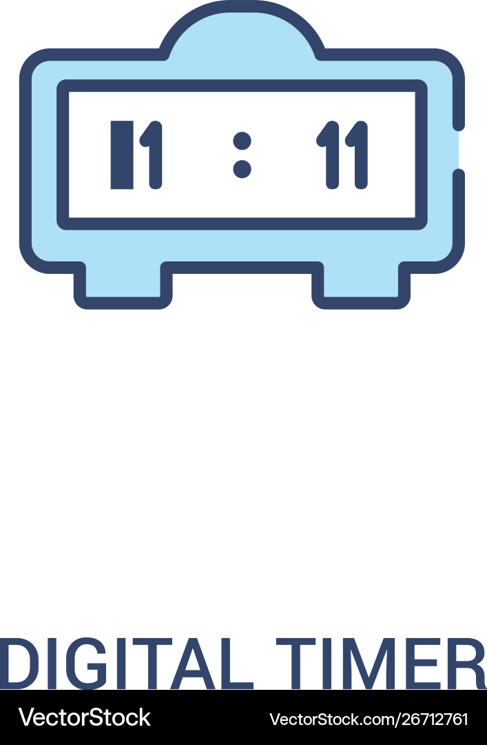 Digital timer concept 2 colored icon simple line Digital timer concept 2 colored icon simple line Vector Image