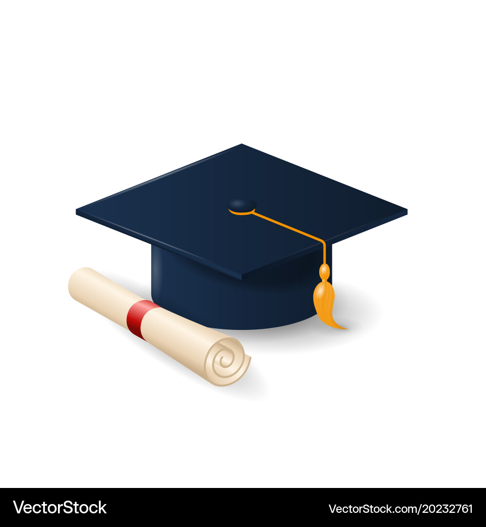 Graduation Diploma and Cap vector image