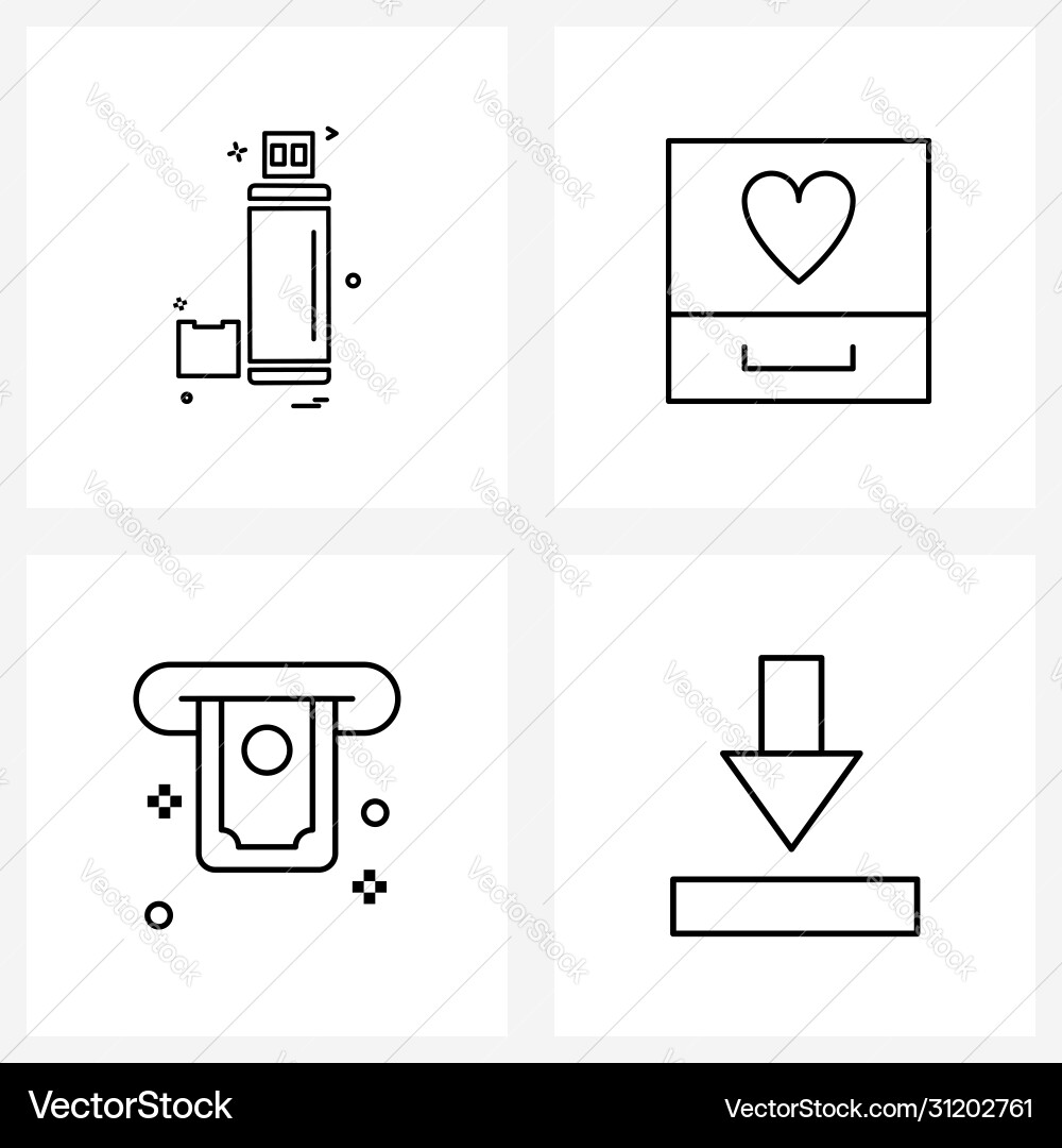 Isolated symbols set 4 simple line icons Vector Image