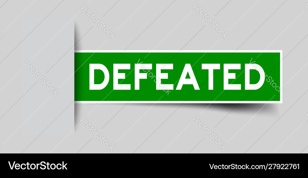 Label sticker green color in word defeated Label sticker green color in word defeated vector image