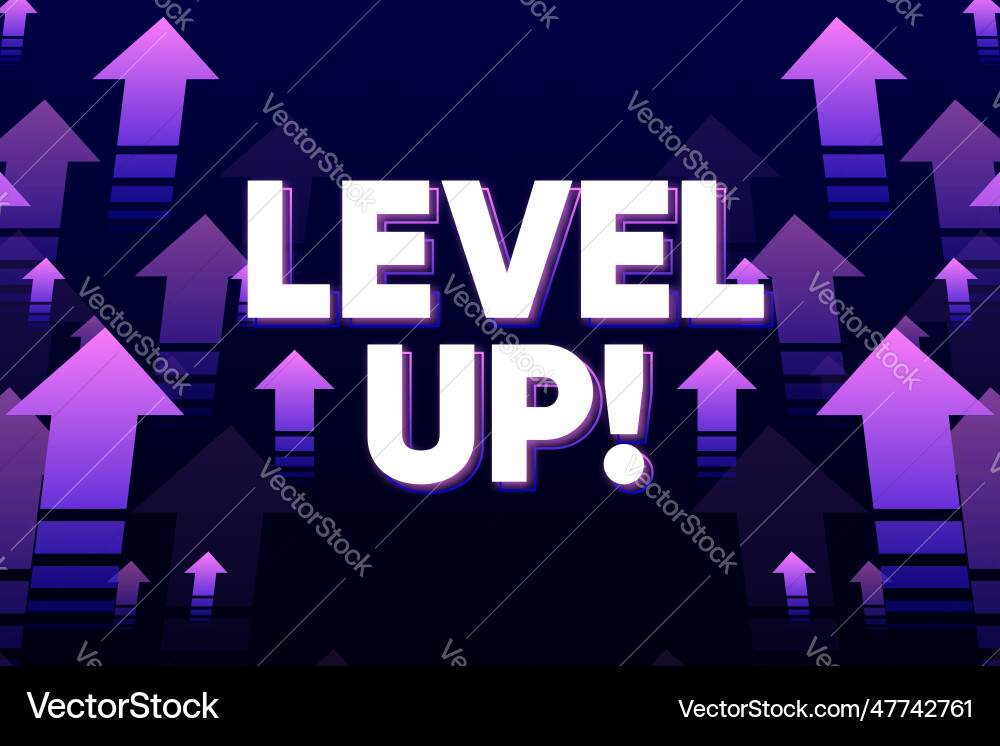 Level up with arrows isolated on dark background Level up with arrows isolated on dark background vector image