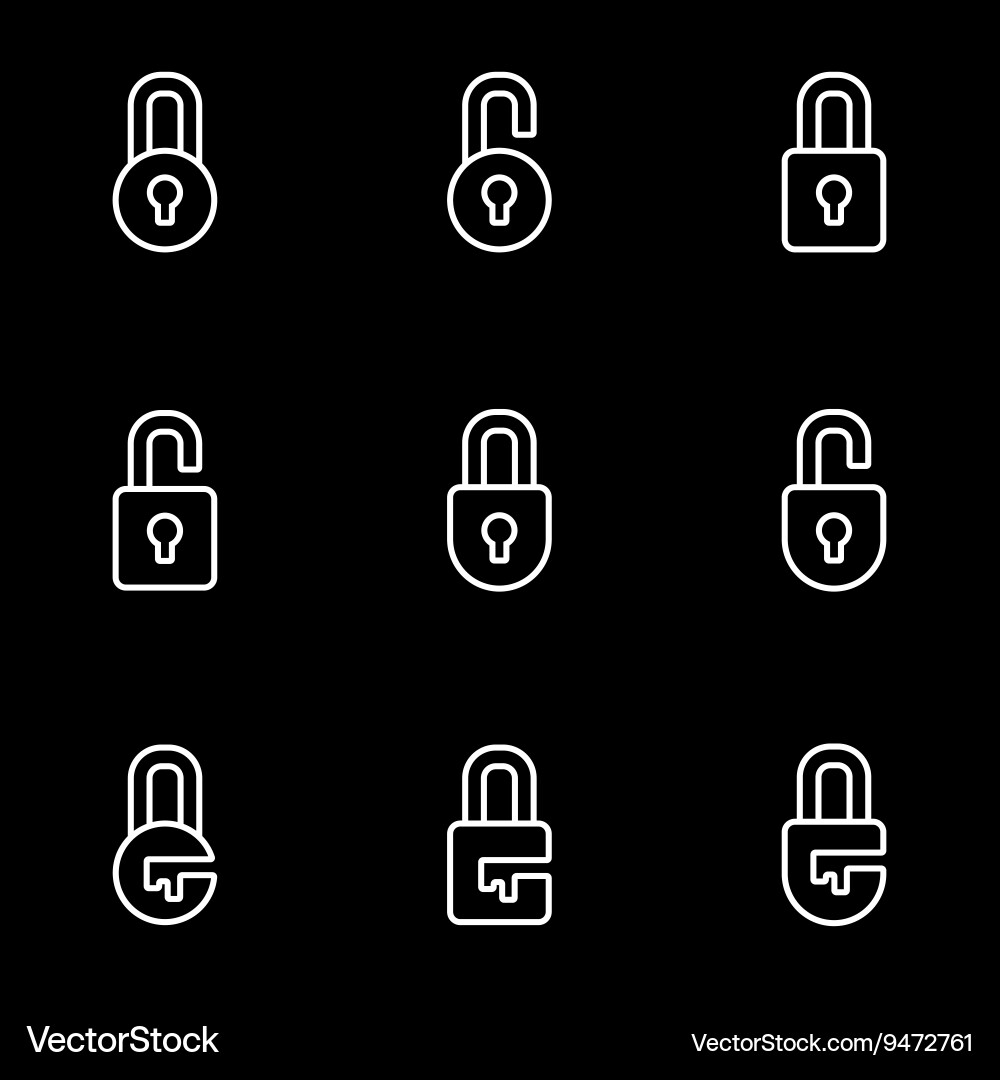 Lock Icon Set - Security Symbols vector image