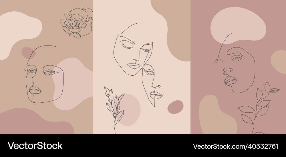 Minimalist style portrait continuous line vector image