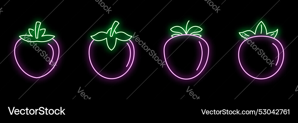 Neon style icon set showing four different Neon style icon set showing four different vector image