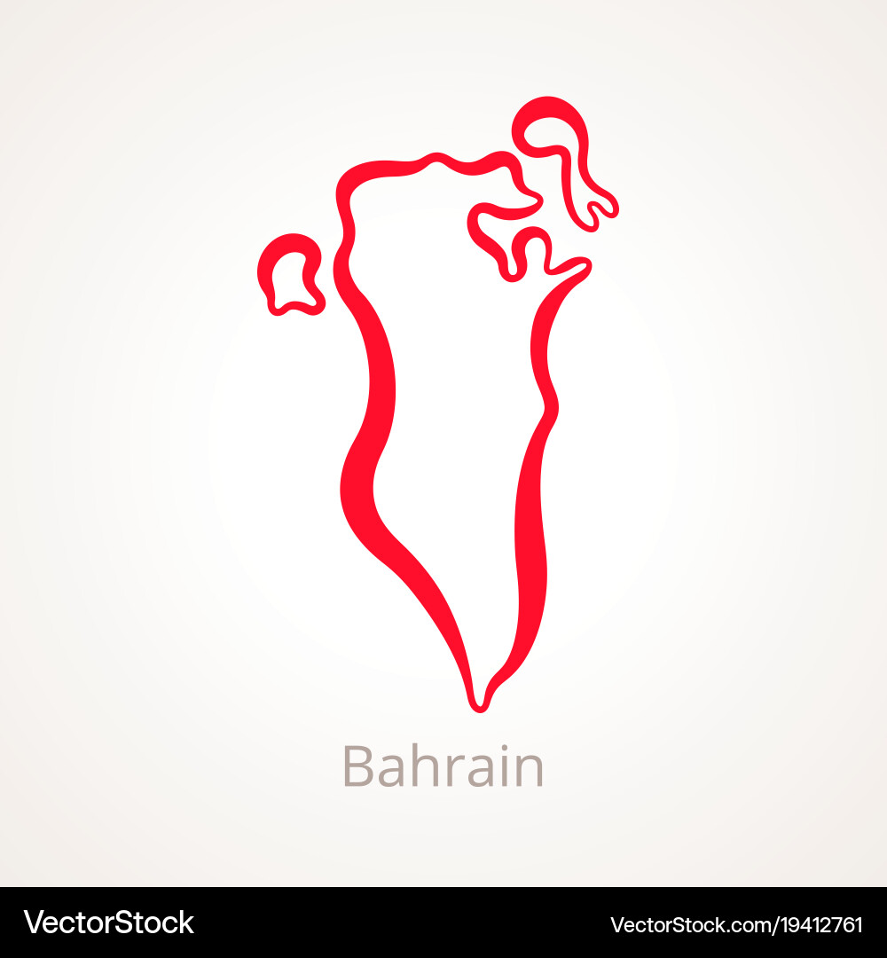 Outline map of bahrain marked with red line vector image