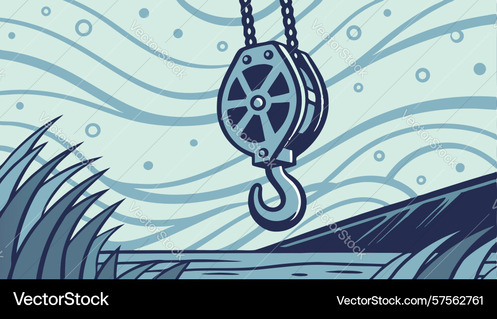 Pulley block in abstract organic pattern design vector image
