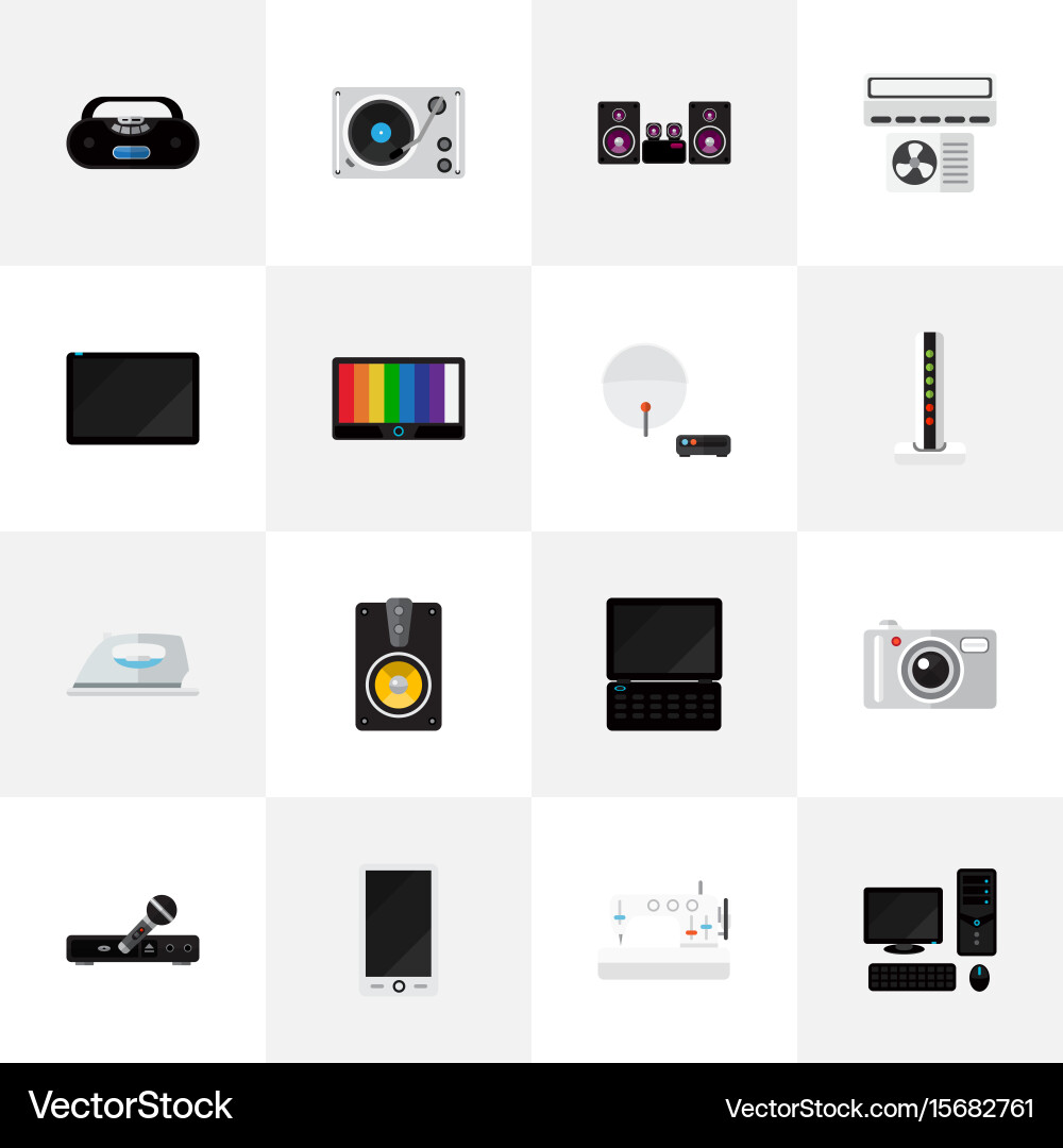 Set of 16 editable tech icons includes symbols vector image