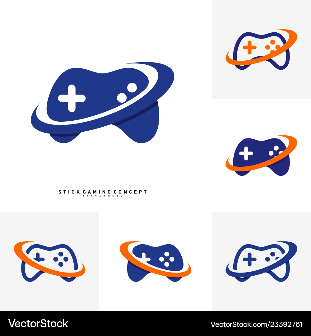 Set of joystick game logo concept template design Vector Image