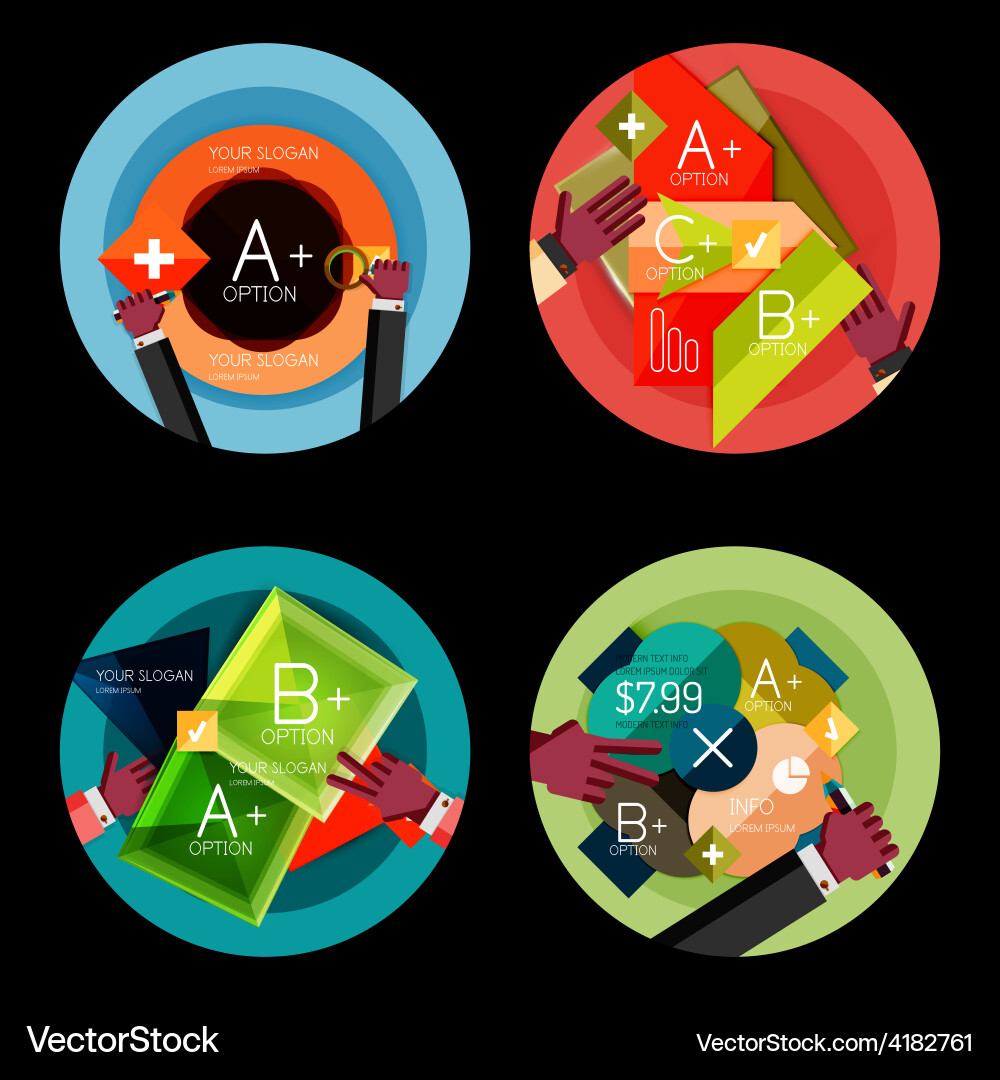 Set of option presentation labels flat design web Vector Image