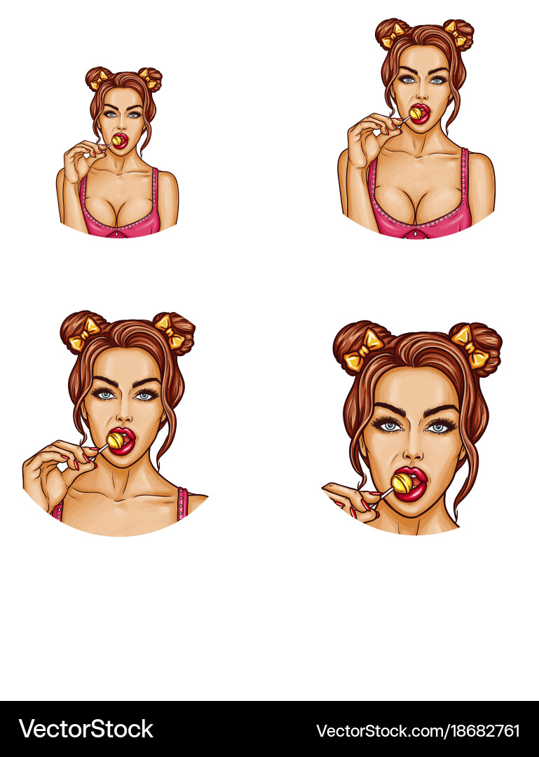 Set of pop art round avatar icons for users vector image