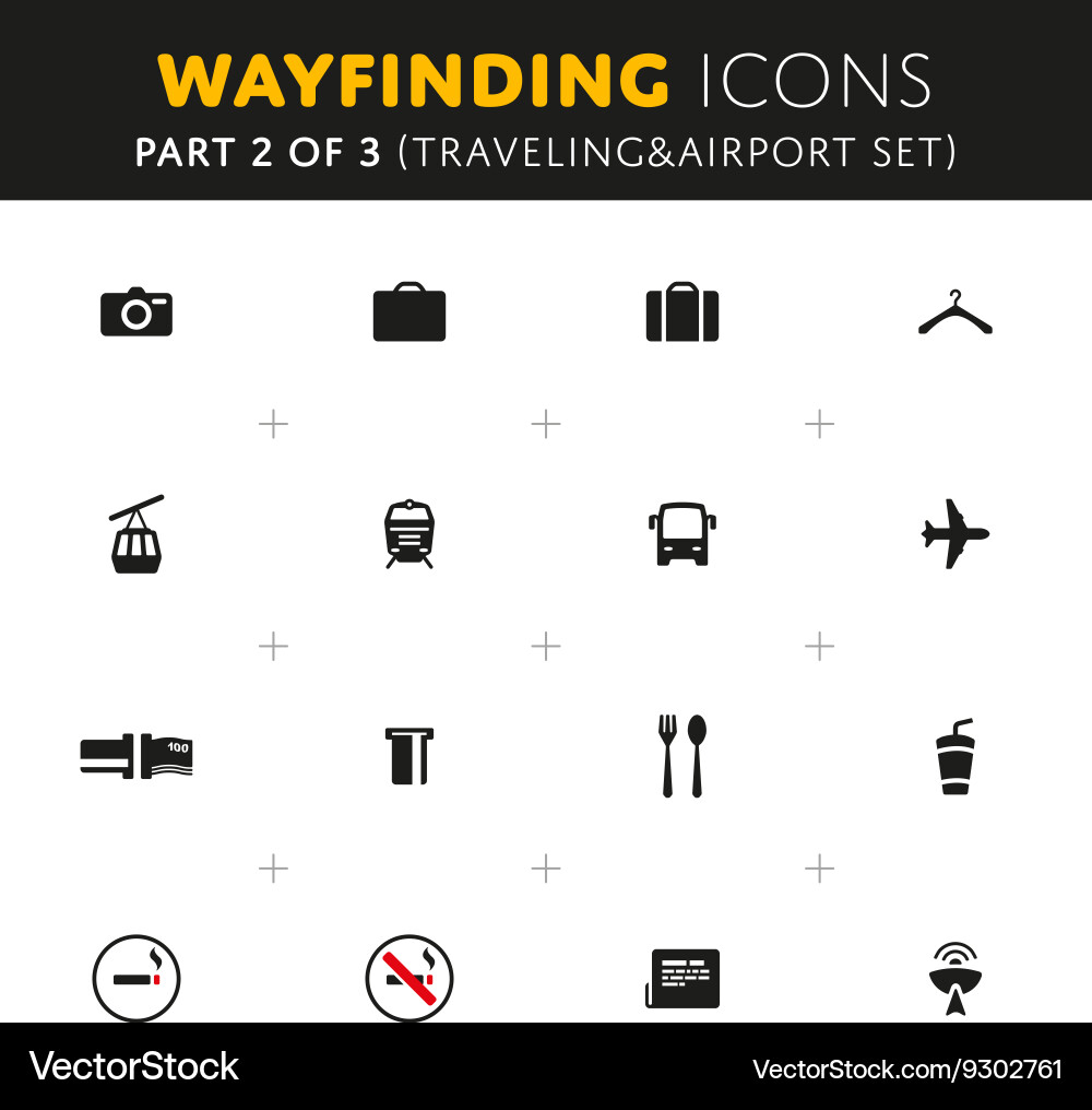 Wayfinding icons set vector image