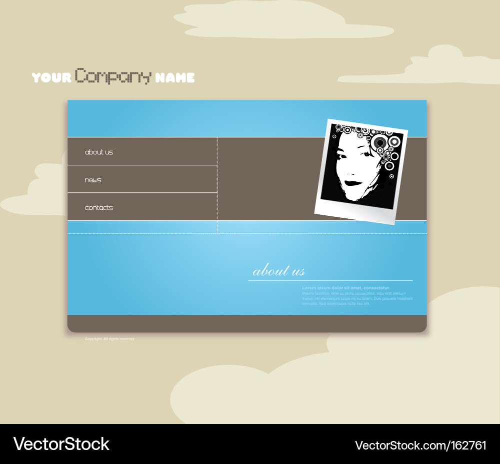 Website template with photo Vector Image