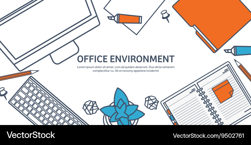 Workplace with table and computer vector image