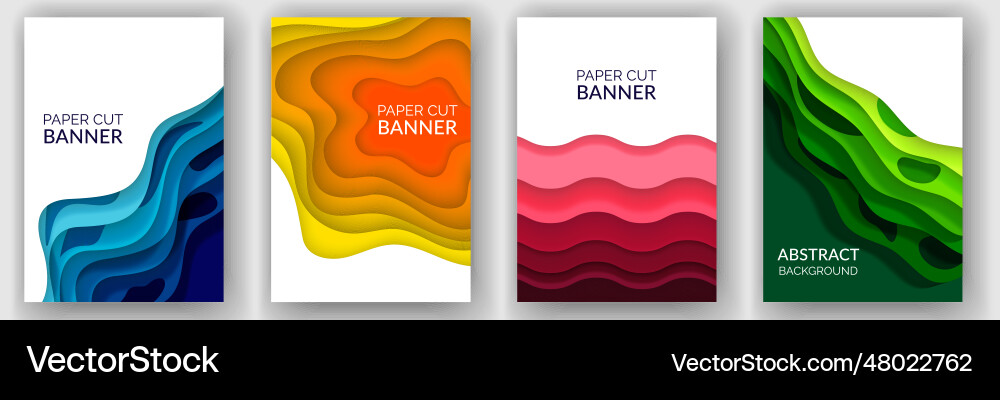 Abstract background set with color waves paper Abstract background set with color waves paper vector image