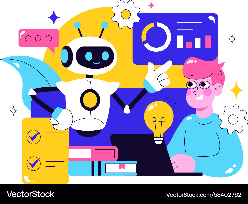 Artificial Intelligence & Machine Learning Vector Image