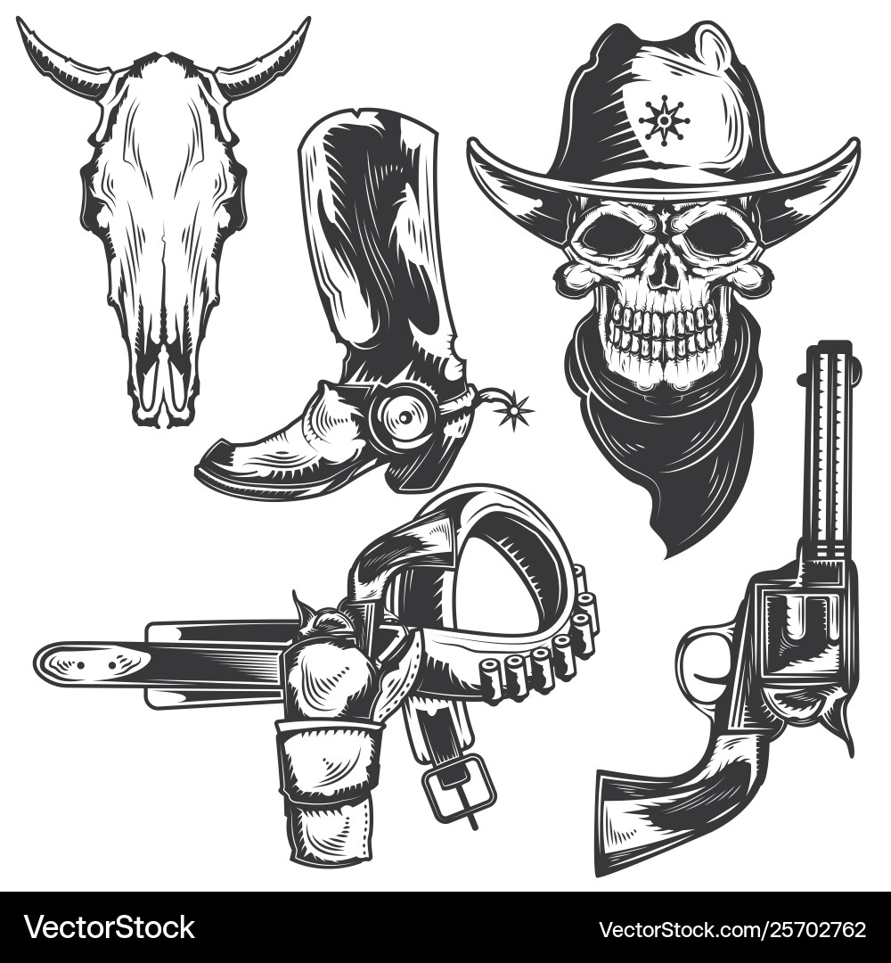 Cowboy elements for creating your own badges Vector Image