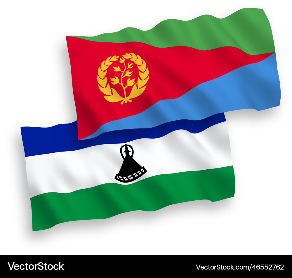 Flags of eritrea and lesotho on a white background vector image