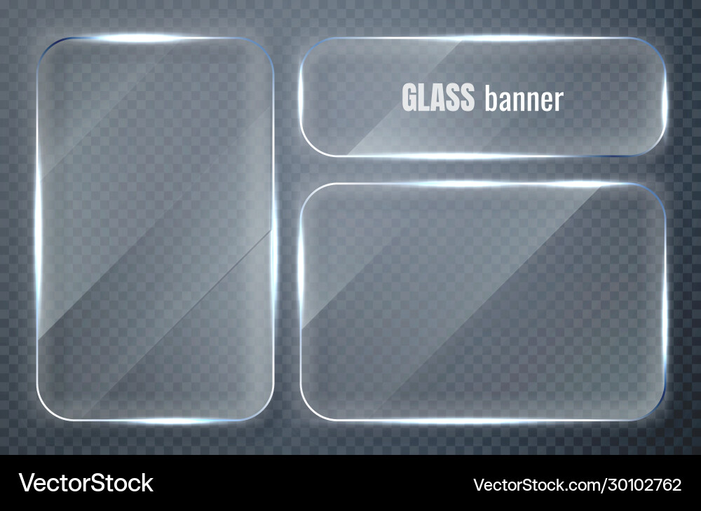 Glass plates set banners on transparent Vector Image