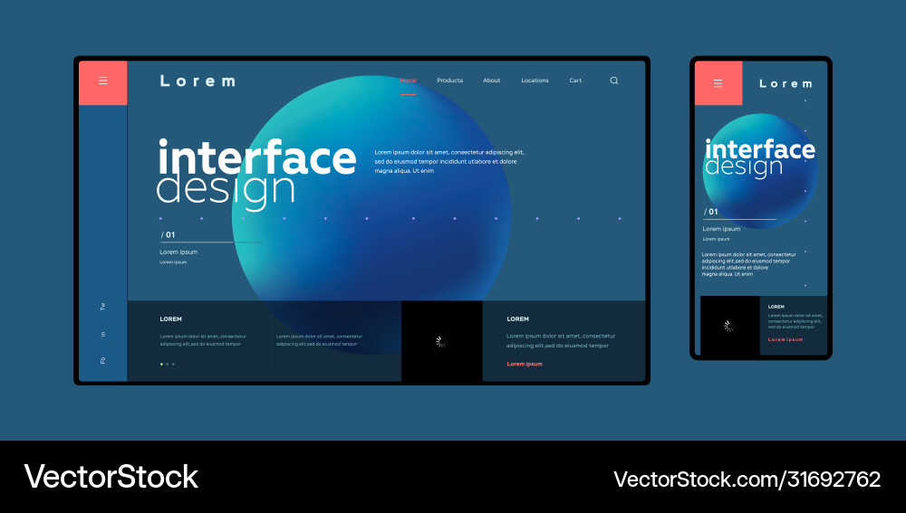 Mobile and desktop website template interface Vector Image