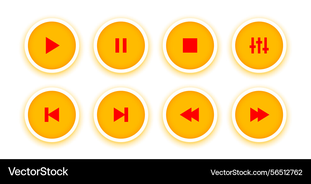 Multimedia audio player button sign in set vector image