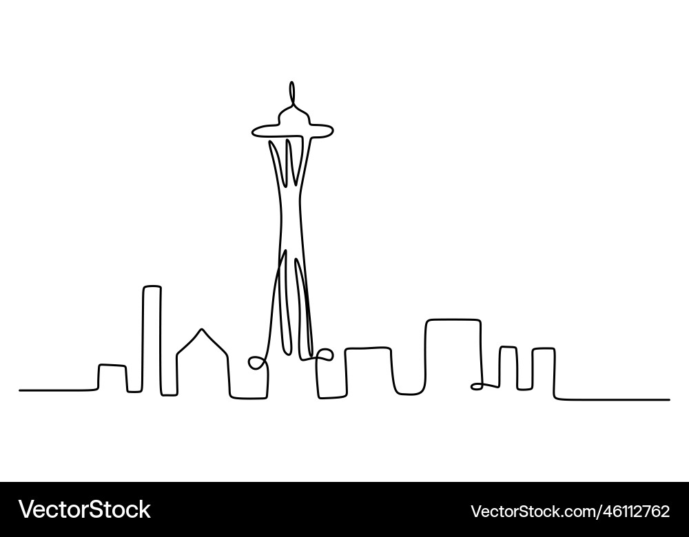 One continuous single line of famous building One continuous single line of famous building vector image