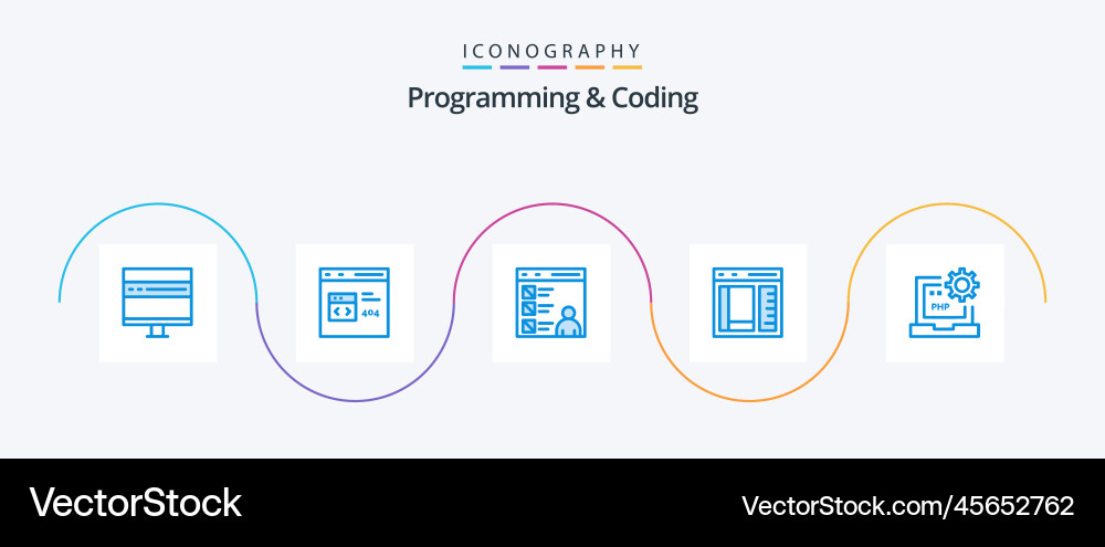 Programming and coding blue 5 icon pack including Vector Image