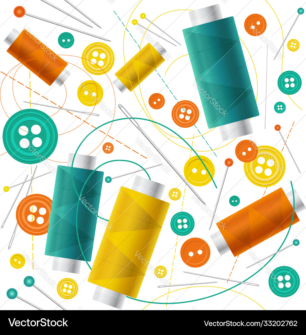 Seamless pattern colorful spools thread Seamless pattern colorful spools thread Vector Image