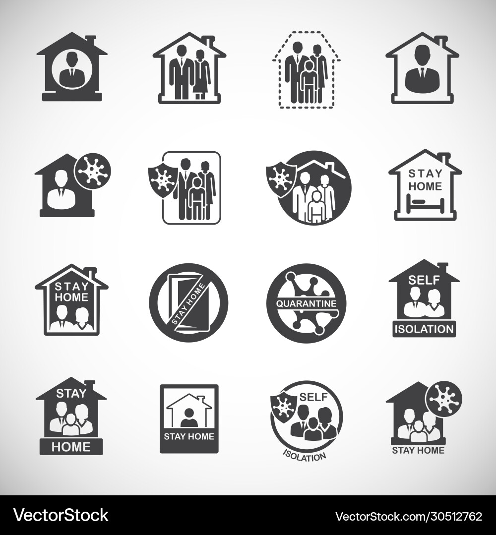 Self isolation related icons set on background Self isolation related icons set on background vector image