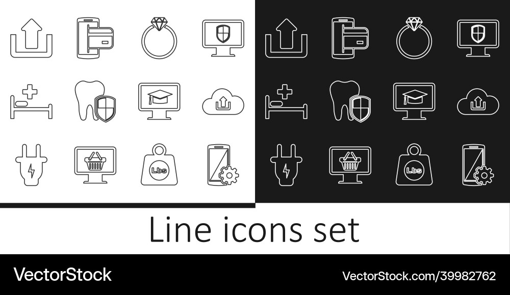 Set line setting on smartphone cloud upload Set line setting on smartphone cloud upload vector image