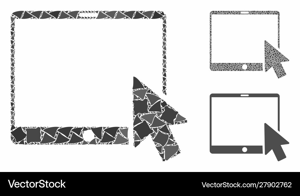 Tablet arrow pointer mosaic icon uneven Tablet arrow pointer mosaic icon uneven vector image
