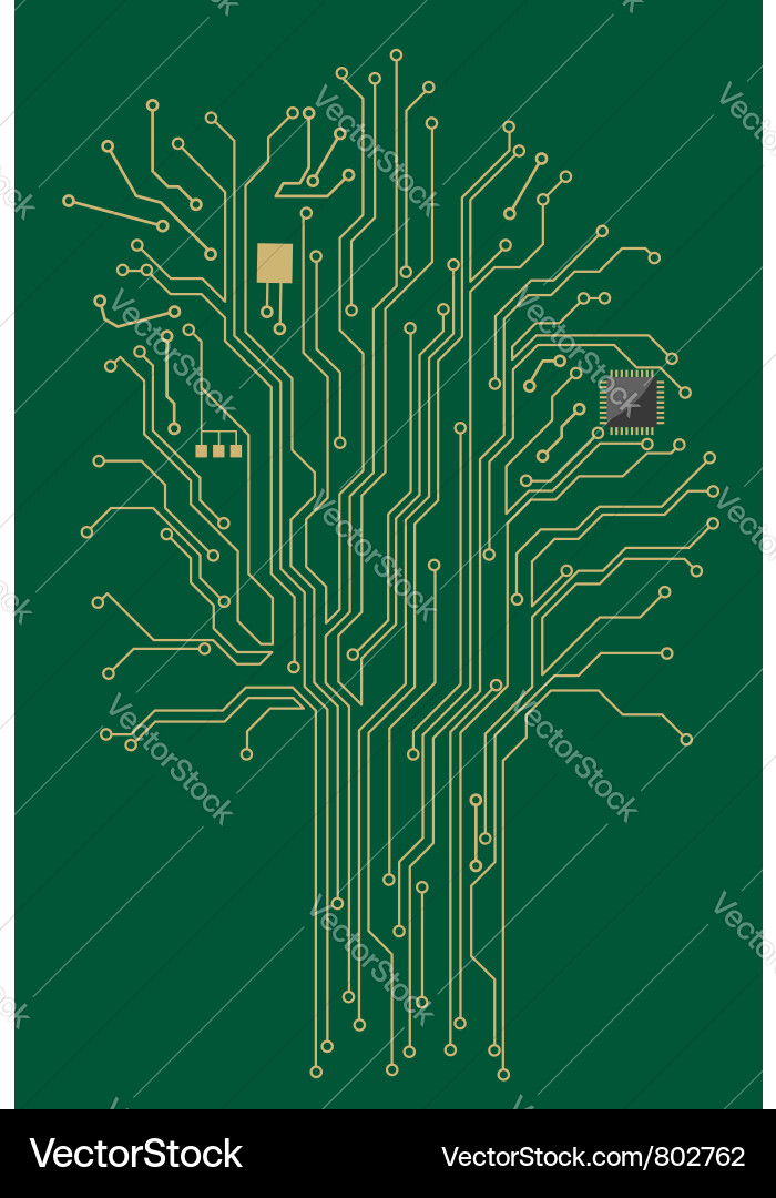 Technology Tree Circuit Board Vector Image