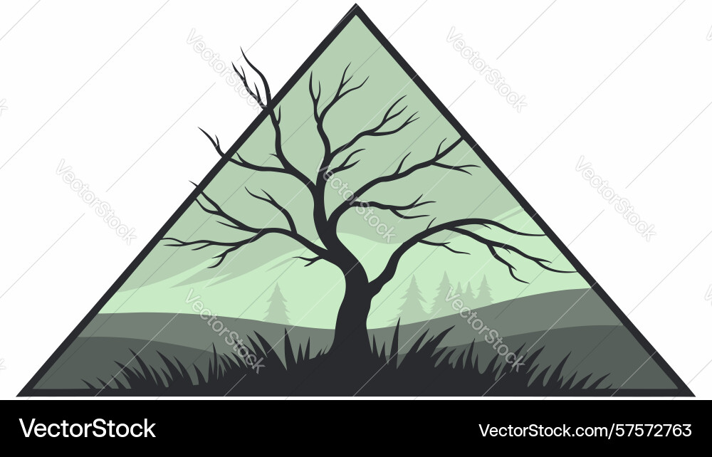Abstract tree within a geometric triangle frame Vector Image