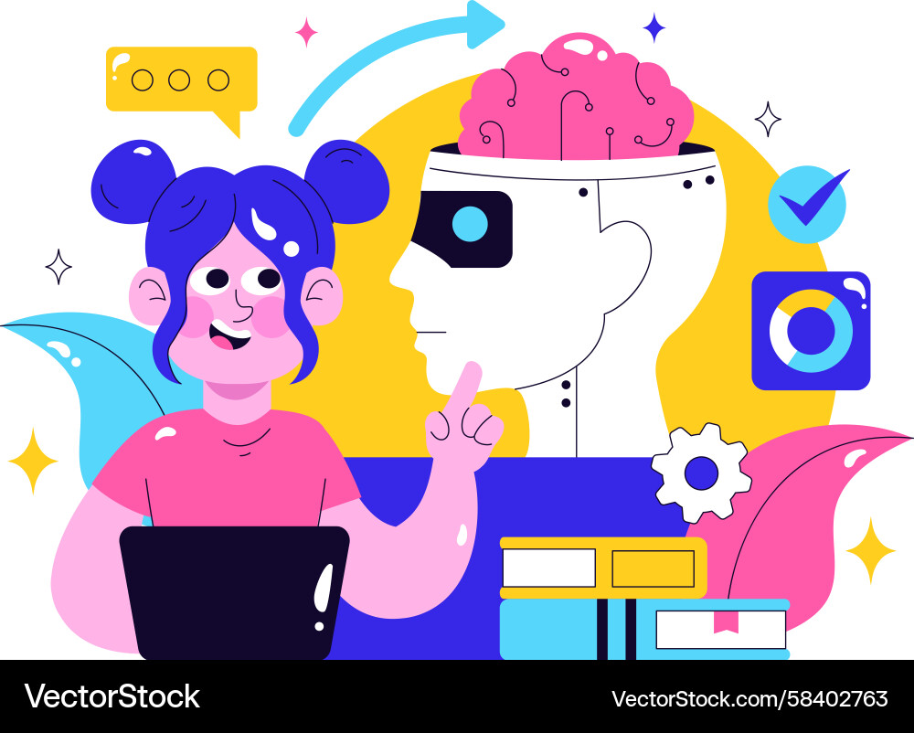 Artificial Intelligence & Machine Learning Vector Image