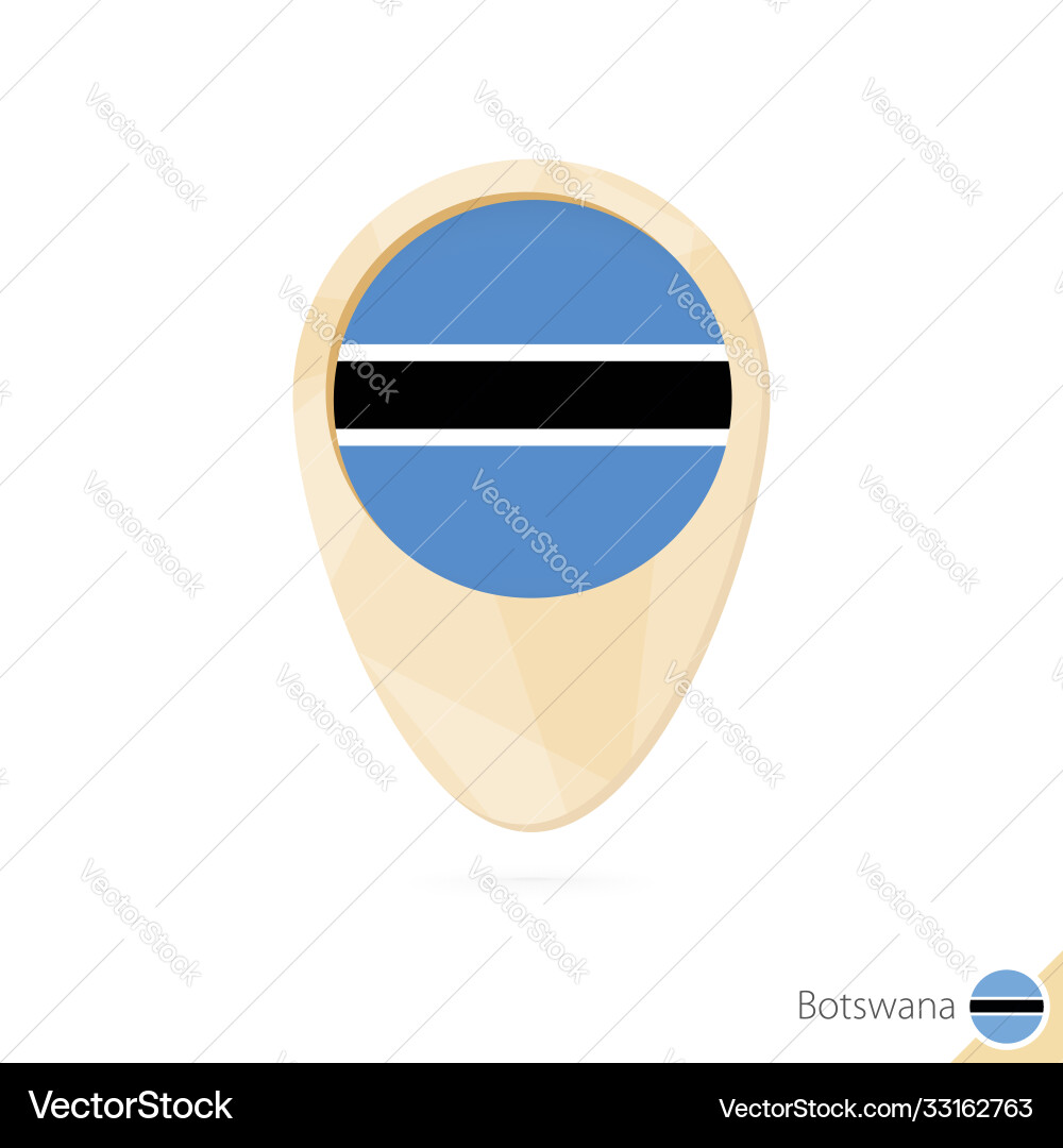 Map pointer with flag botswana orange abstract vector image