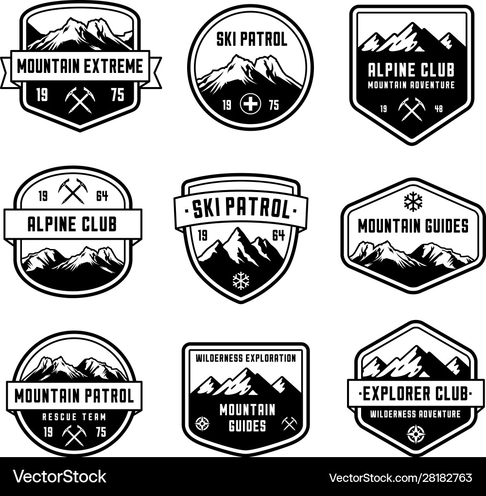 Mountain insignias Mountain insignias vector image