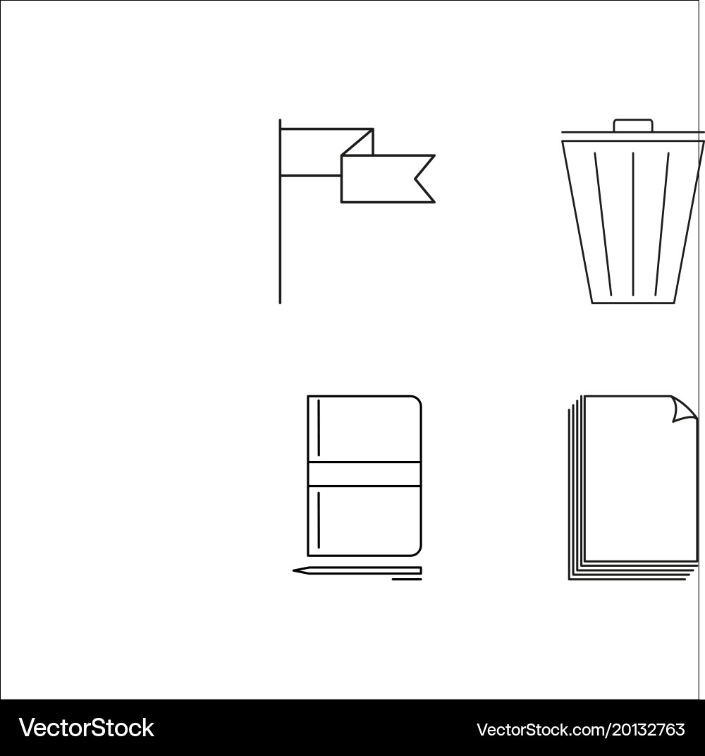 Office simple linear icon setsimple outline icons Vector Image