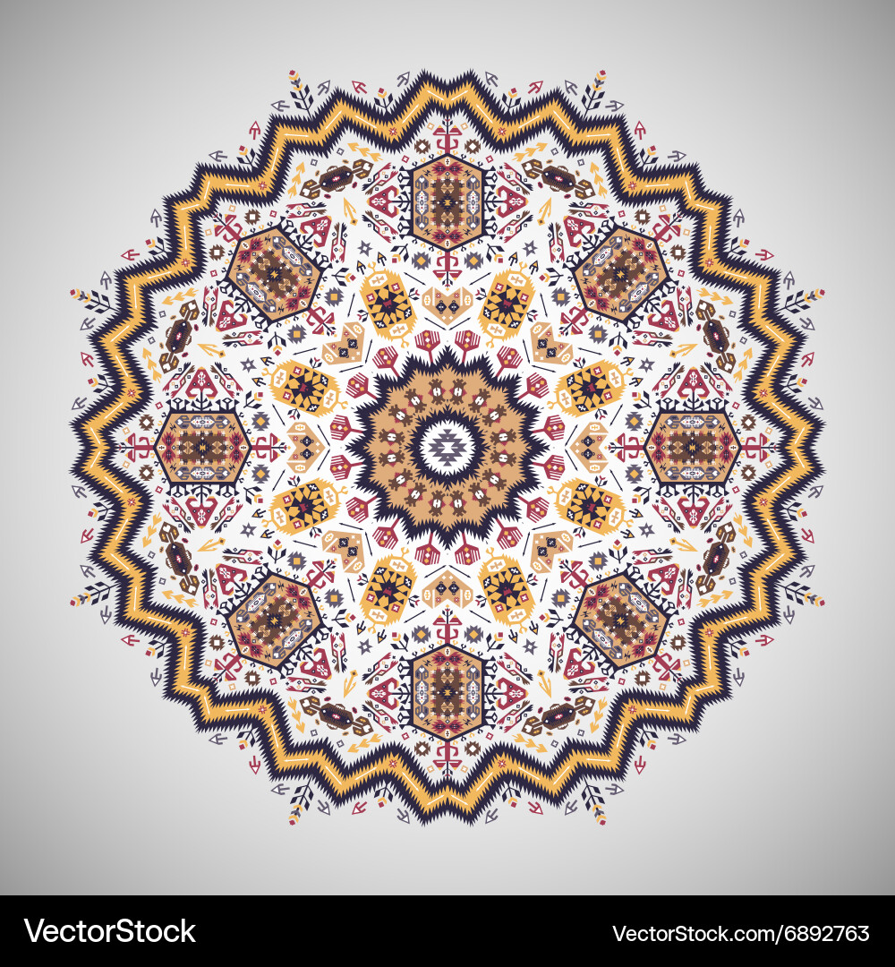 Ornamental round pattern in aztec style vector image