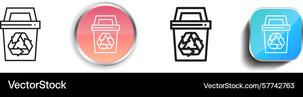 Recycle bin icon thin linear regular and button vector image