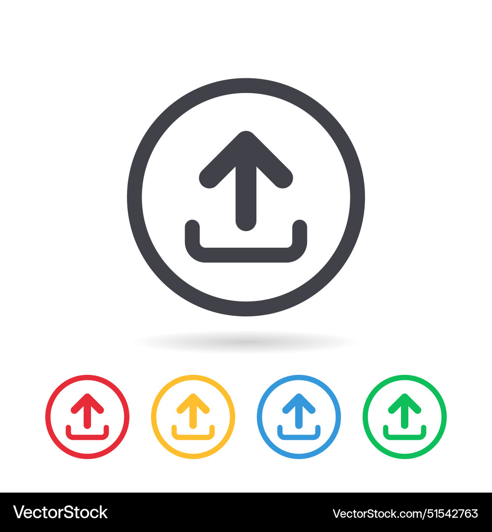 Upload or up arrow icon with circle outline Upload or up arrow icon with circle outline Vector Image