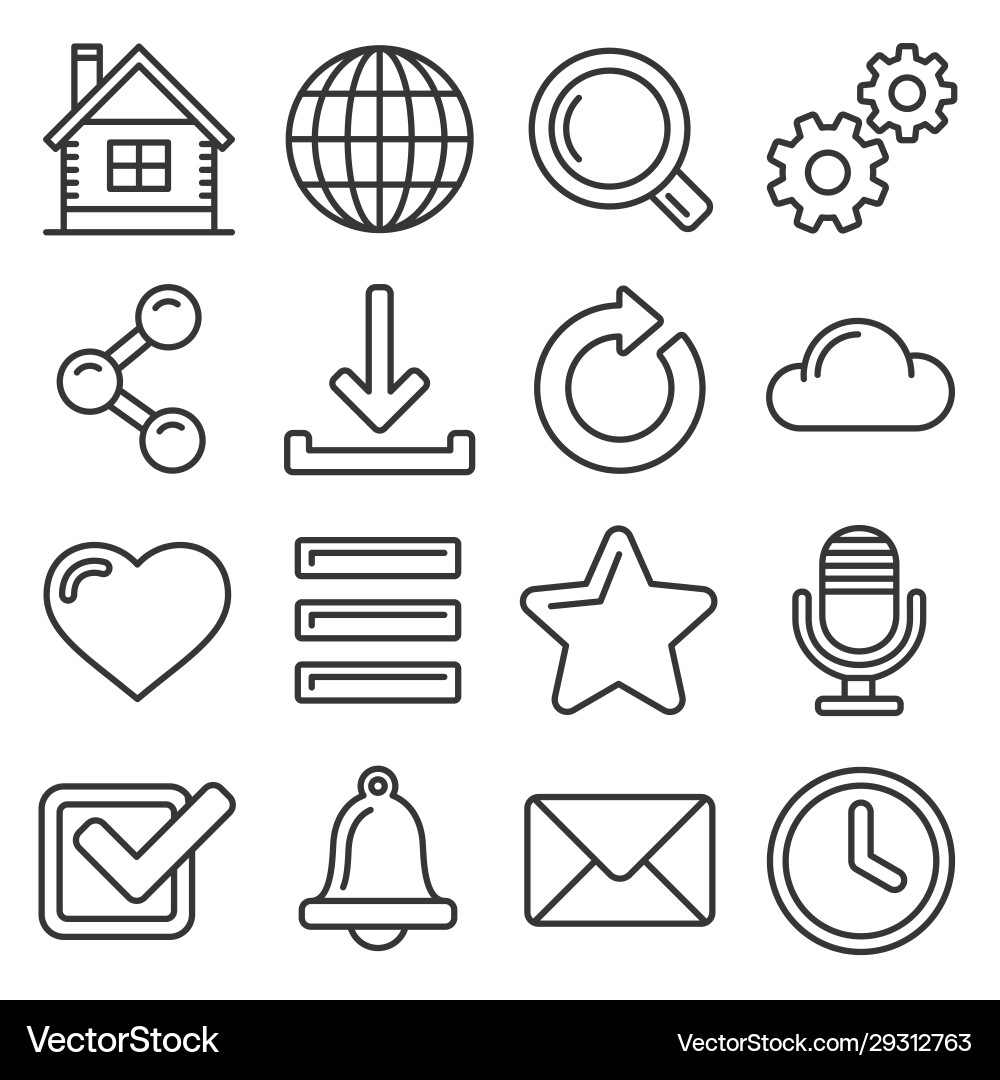 Web icon set on white background line style vector image