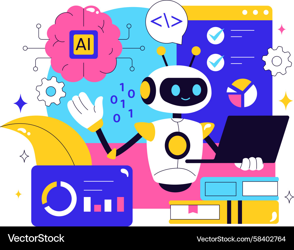 Artificial Intelligence & Machine Learning Vector Image