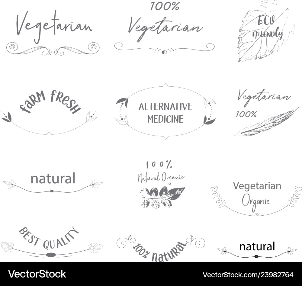 Bio ecology organic logos and icons labels Bio ecology organic logos and icons labels Vector Image