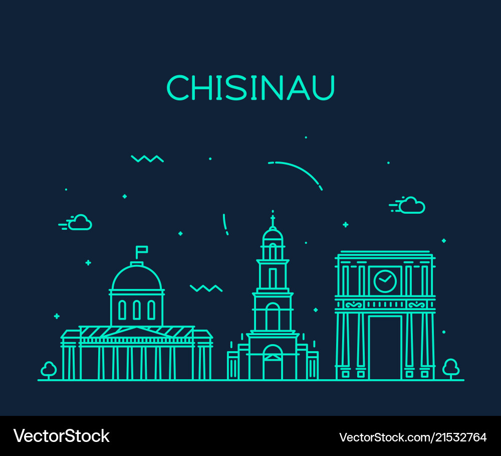 Chisinau skyline moldova linear style city vector image