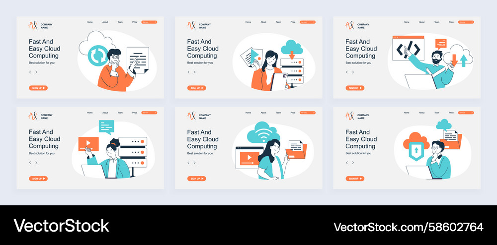 Cloud computing concept of landing page Vector Image