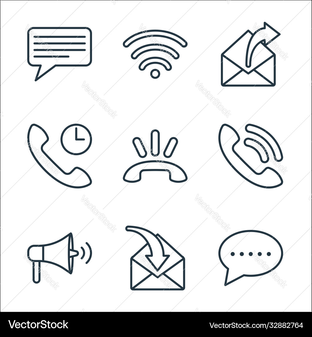 Communication line icons linear set quality Communication line icons linear set quality vector image