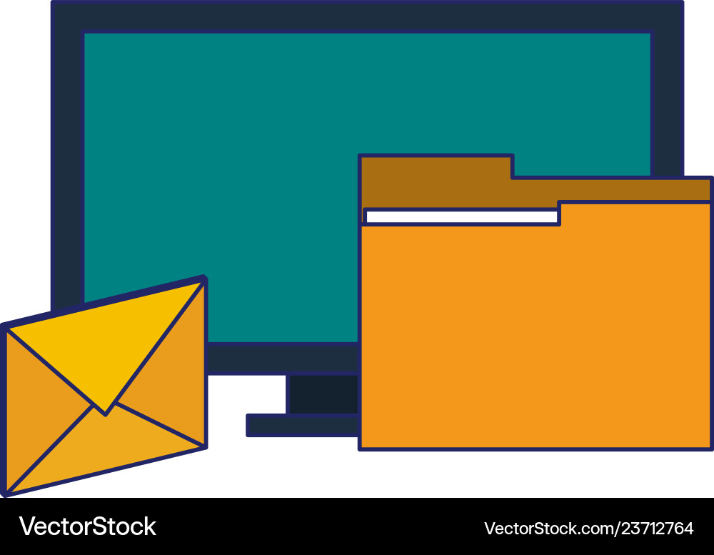 Computer screen with folder and email Vector Image