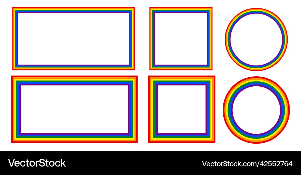 Flag lgbt icons round and squared frames Flag lgbt icons round and squared frames vector image