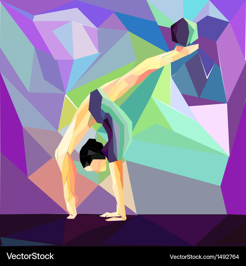 Girl gymnast does exercises with the ball Vector Image