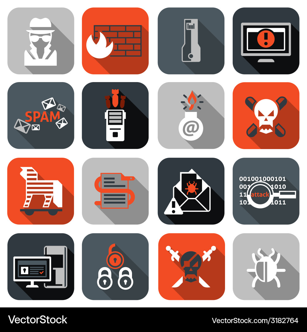 Hacker Security Icon Set vector image